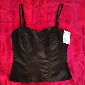 H&M Black Satin Corset Camisole Top